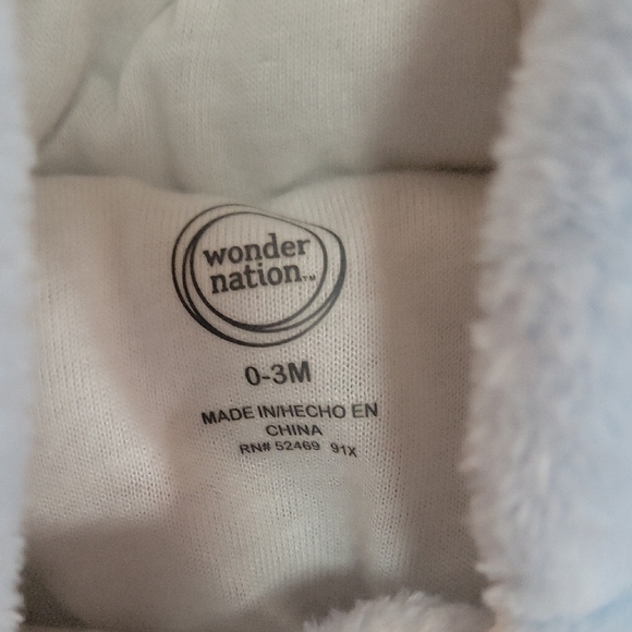 Wonder Nation Blue and Cream Bear Snow Suit 0-3 Months - Picture 2 of 7